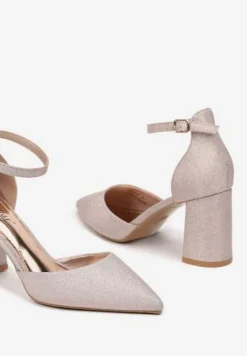 Szampańskie Brokatowe Czółenka na Słupku Loresi