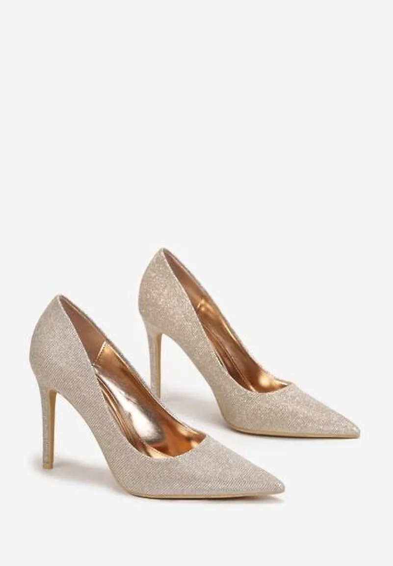 Szampańskie Brokatowe Szpilki ze Szpiczastym Noskiem Dazzla