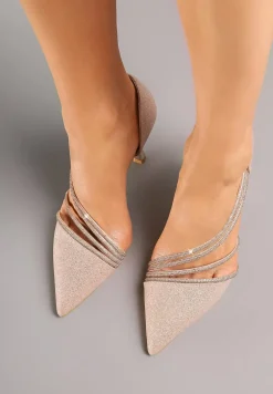 Szampańskie Brokatowe Szpilki z Cyrkoniowym Zdobieniem Dolerra