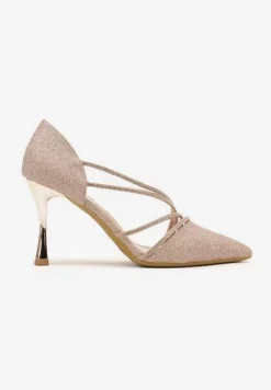 Szampańskie Brokatowe Szpilki z Cyrkoniowym Zdobieniem Dolerra