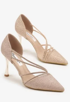 Szampańskie Brokatowe Szpilki z Cyrkoniowym Zdobieniem Dolerra