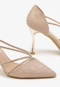 Szampańskie Brokatowe Szpilki z Cyrkoniowym Zdobieniem Dolerra