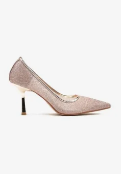 Szampańskie Brokatowe Szpilki ze Szpiczastym Noskiem Nelmarra