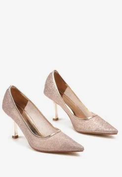 Szampańskie Brokatowe Szpilki ze Szpiczastym Noskiem Nelmarra