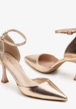 Szampańskie Czółenka na Szpilce z Paskiem Wokół Kostki Eleantia