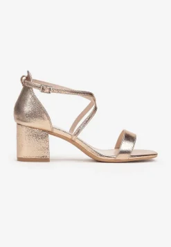 Szampańskie Sandały na Słupku z Paseczkami Usebia