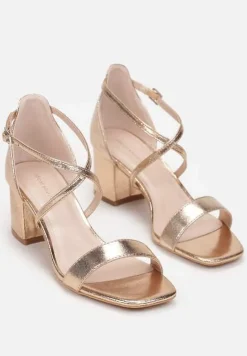 Szampańskie Sandały na Słupku z Paseczkami Usebia
