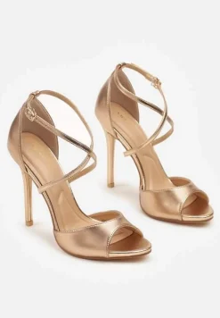 Szampańskie Sandały na Szpilce Vices Ozdobione Paskami Dorotina