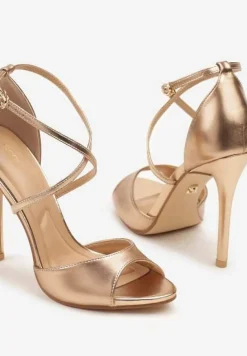 Szampańskie Sandały na Szpilce Vices Ozdobione Paskami Dorotina