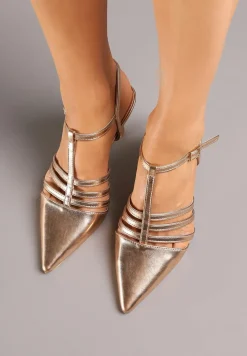 Szampańskie Sandały Vices na Obcasie Typu Szpilka Tirenella