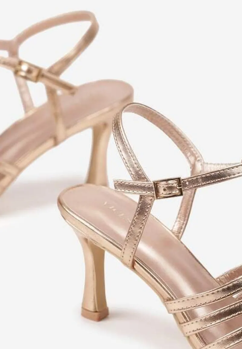 Szampańskie Sandały Vices na Obcasie Typu Szpilka Tirenella