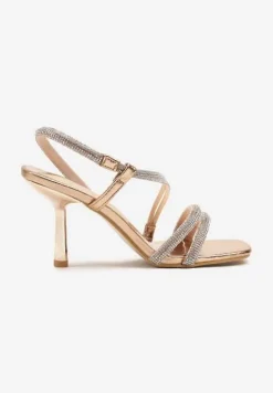 Szampańskie Sandały Vices na Szpilce z Cyrkoniowymi Paskami Niladriella