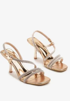 Szampańskie Sandały Vices na Szpilce z Cyrkoniowymi Paskami Niladriella