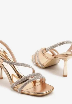 Szampańskie Sandały Vices na Szpilce z Cyrkoniowymi Paskami Niladriella