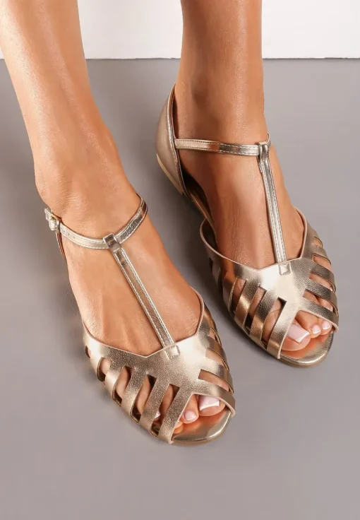 Szampańskie Sandały w Stylu Peep Toe Kephope