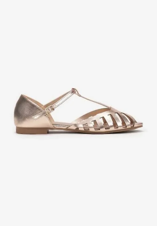 Szampańskie Sandały w Stylu Peep Toe Kephope