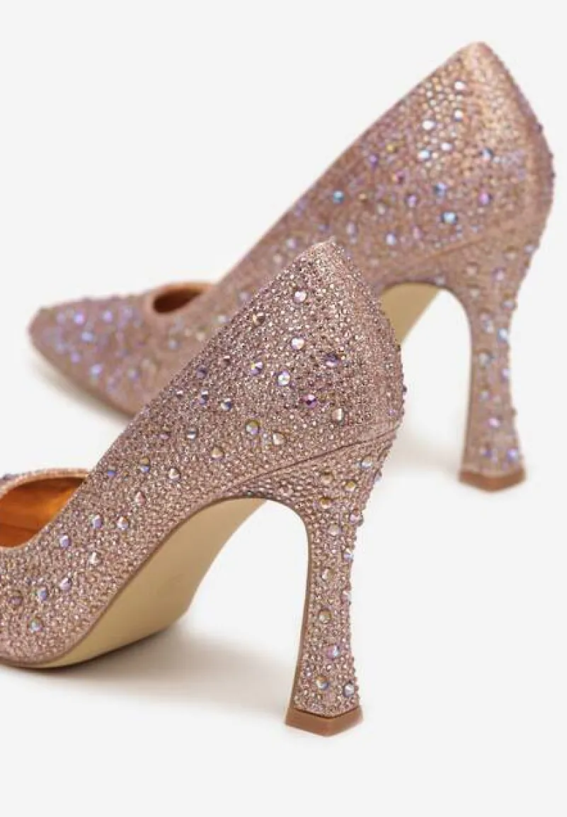 Szampańskie Szpilki w Klasycznym Stylu Ozdobione Cyrkoniami Brokatem Rivashea