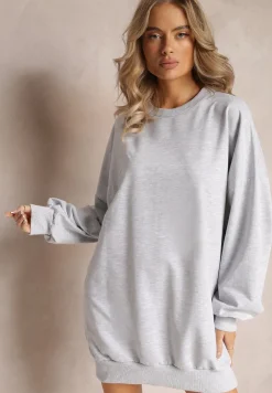 Szara Bluza Bawełniana Oversize Lufela