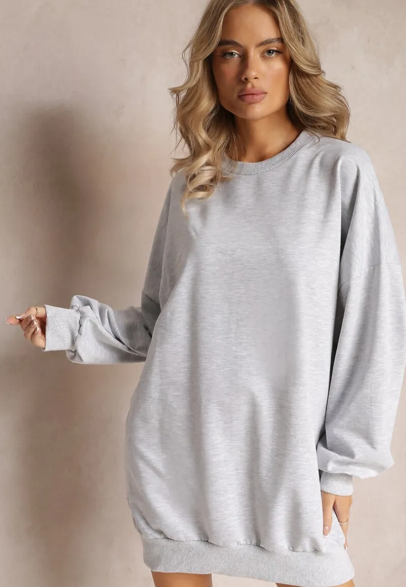 Szara Bluza Bawełniana Oversize Lufela