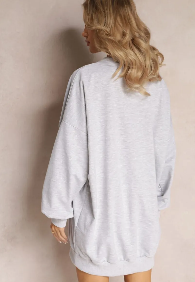 Szara Bluza Bawełniana Oversize Lufela