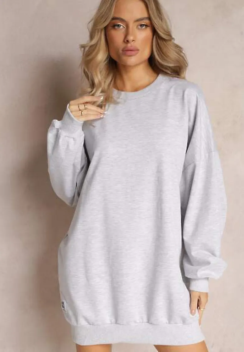 Szara Bluza Bawełniana Oversize Lufela