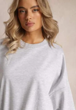 Szara Bluza Bawełniana Oversize Lufela