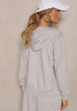 Szara Bluza Rozpinana z Bawełny z Kapturem Telisienna