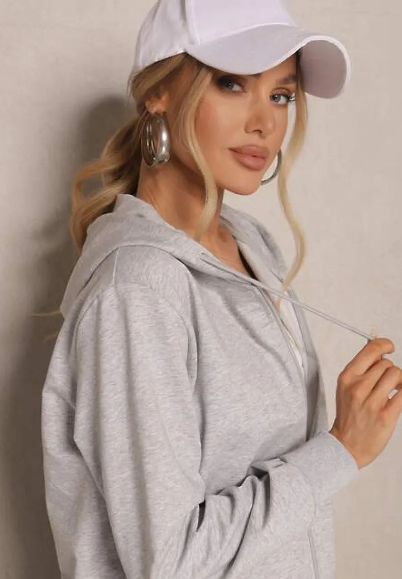 Szara Bluza Rozpinana z Bawełny z Kapturem Telisienna