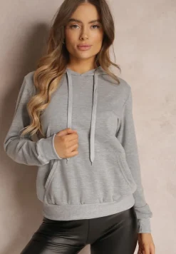 Szara Bluza z Kapturem Lemine