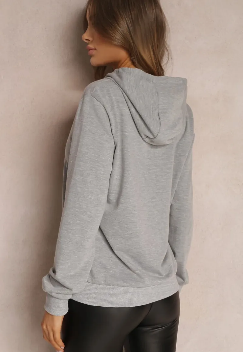 Szara Bluza z Kapturem Lemine
