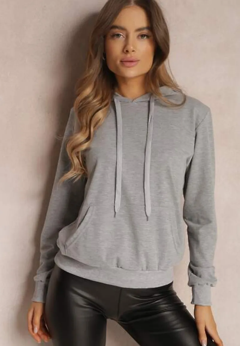 Szara Bluza z Kapturem Lemine