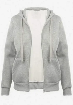 Szara Bluza z Kapturem Zapinana na Suwak Edan