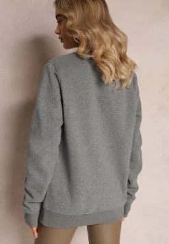 Szara Bluza z Naszywką o Fasonie Zakładanym Przez Głowę Esemia