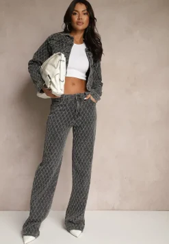 Szara Jeansowa Kurtka z Bawełny Ozdobiona Przetarciami Ariswenna