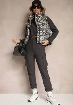 Szara Kamizelka Pikowana w Panterkę Merinaes