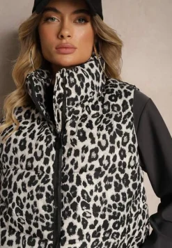 Szara Kamizelka Pikowana w Panterkę Merinaes