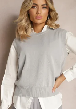 Szara Kamizelka z Klasyczną Koszulą Nellamira