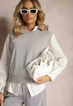 Szara Kamizelka z Klasyczną Koszulą Nellamira