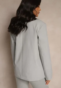 Szara Marynarka Ozdobiona Wiązaniem z Boku Lunorisa