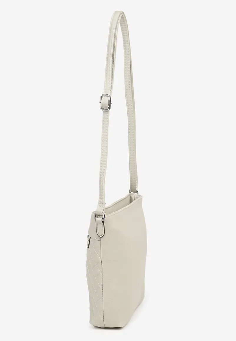 Szara Torebka Typu Listonoszka Zdobiona Pikowanymi Przeszyciami Silivena