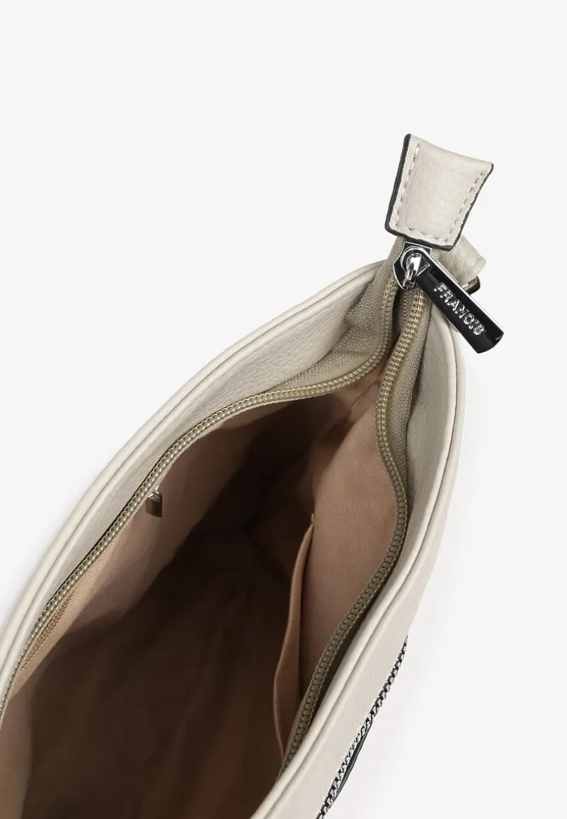 Szara Torebka Typu Listonoszka Zdobiona Pikowanymi Przeszyciami Silivena