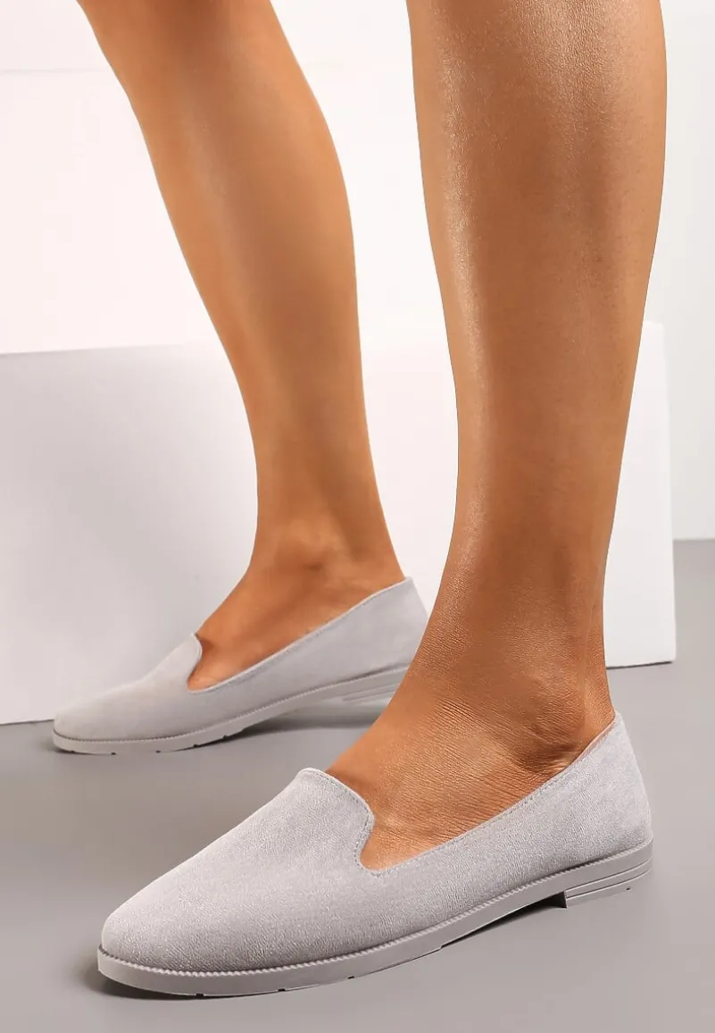 Szare Balerinki Typu Loafersy Daphikaia