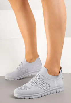 Szare Buty Sportowe Sneakersy z Elastyczną Cholewką Turezia