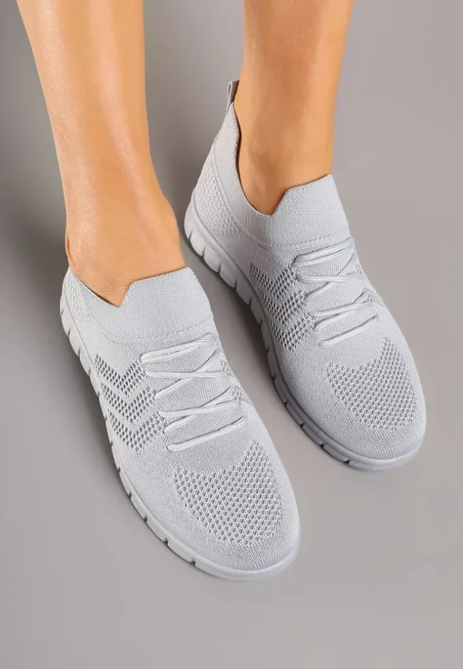 Szare Buty Sportowe Sneakersy z Elastyczną Cholewką Turezia
