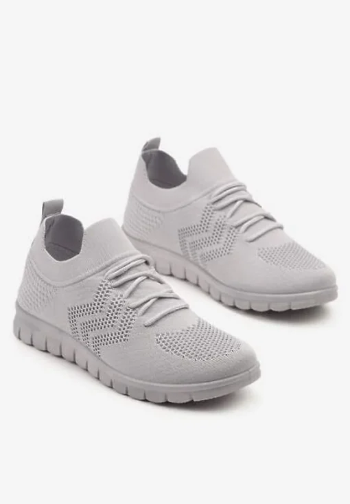 Szare Buty Sportowe Sneakersy z Elastyczną Cholewką Turezia
