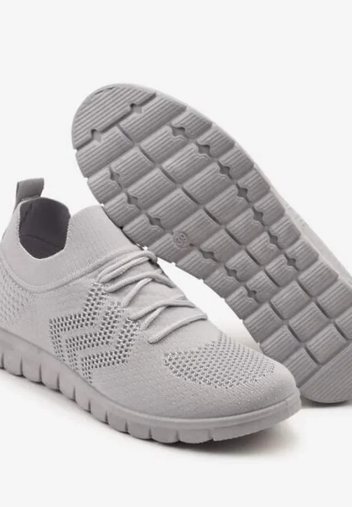 Szare Buty Sportowe Sneakersy z Elastyczną Cholewką Turezia