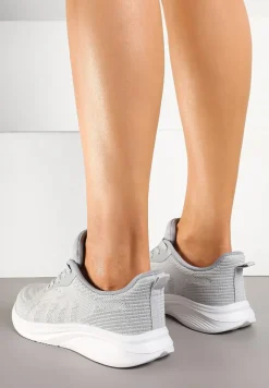 Szare Buty Sportowe Sneakersy z Tłoczonym Wzorem Amosira