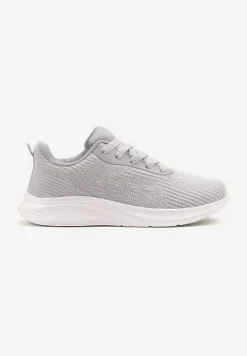 Szare Buty Sportowe Sneakersy z Tłoczonym Wzorem Amosira