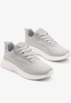 Szare Buty Sportowe Sneakersy z Tłoczonym Wzorem Amosira