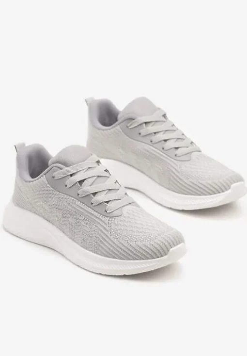 Szare Buty Sportowe Sneakersy z Tłoczonym Wzorem Amosira